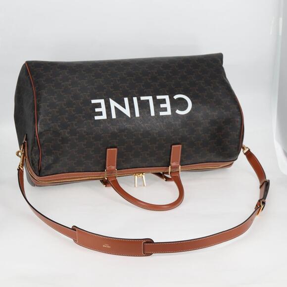 CELINE Triomphe Boston Bag Pvc Leather Black Gold - Picture 8 of 13